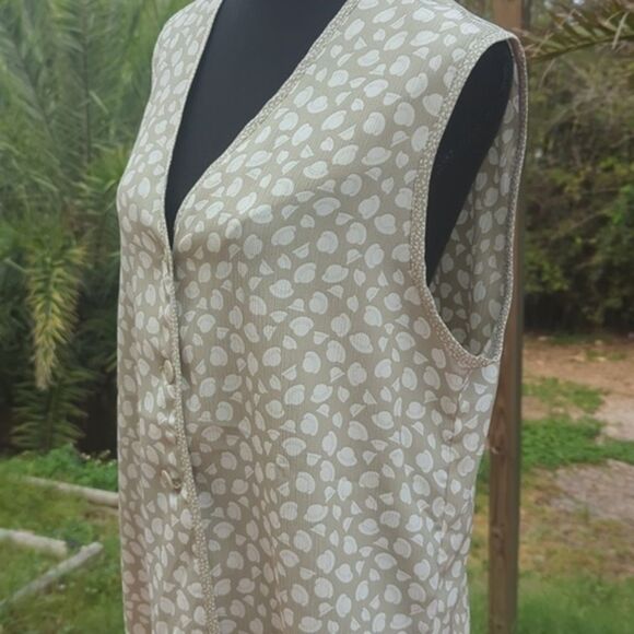 LaChine Classic‎ by Galinda Wang Blouse Button Up Sleeveless Grey White - Picture 3 of 11